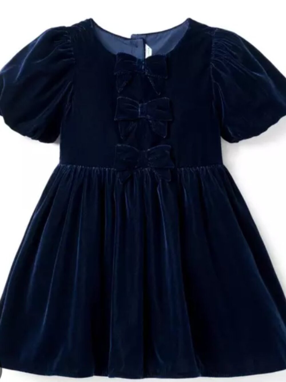 Janie and Jack Deep Navy Velvet Dress with Front Bows